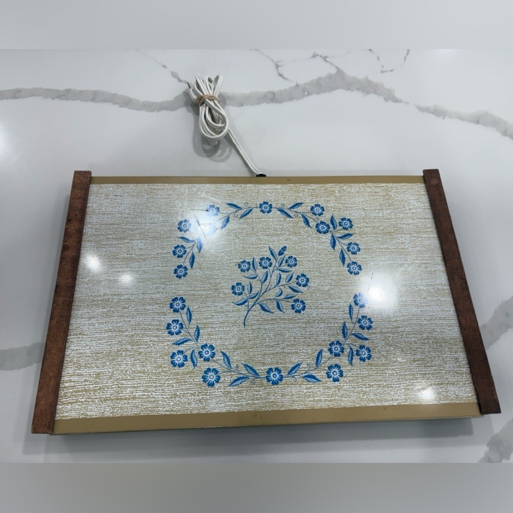 Vintage Warm-O-Tray Model 160 Electric Warming Tray Blue Floral Retro MCM